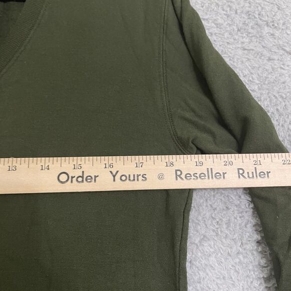 Athleta Sunrise V-Neck Sweatshirt Womens Small Green Pullover Thumbholes Soft - Picture 8 of 9